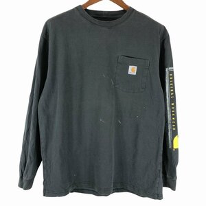 SALE/// Carhartt カーハート ワンポイントロゴ ポケット 長袖Ｔシャツ ワーク アメカジ ボロ系 ブラック (メンズ L) O9248
