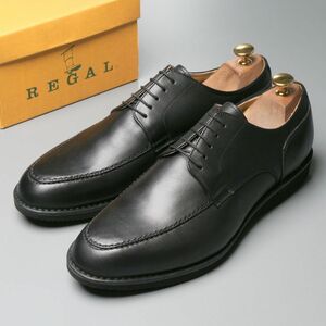 GQ5508//訳あり/未使用*リーガル/REGAL*メンズ/Uチップ/エプロンダービー/レザーシューズ/革靴/黒/ブラック