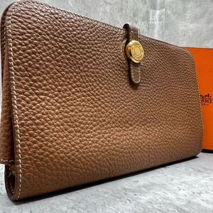 【極美品】エルメス HERMES ドゴンGM 長財布 二つ折り 小銭入れ トゴ レザー ゴールド ゴールド金具 レディース □H刻印 2004年