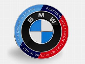 英文字入り BMW 50th エンブレム ボンネット 74mm 新型 50周年 M クラシック E36E64E60E61E65E66E70E71E81E83E85E87E89E90E91E92
