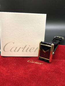 [A]時計★[WH-13376]★(サ80)Cartier(カルティエ)★マストタンクLM★ブラック★メカニカル★稼働品★保存ケース付き★