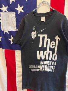 ★80s90s★ビンテージ★THE WHO★ザ・フー ★MAXIMUM R&B AT THE MARQUEE★Tシャツ★黒★SCREEN STARS★ロック★バンド★フェード★Mサイズ