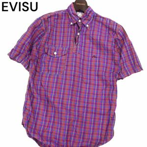 EVISU エヴィス YAMANE ACADEMY ヤマネアカデミー 春夏★ 半袖 プルオーバー チェック シャツ Sz.36　メンズ 日本製　I4T01809_5#A