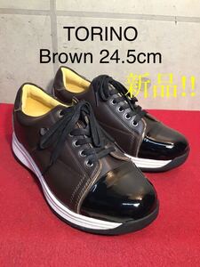 【売り切り!送料無料!】A-84-5 Patream/TORINO/Brown/24.5cm!新品箱あり!激安!