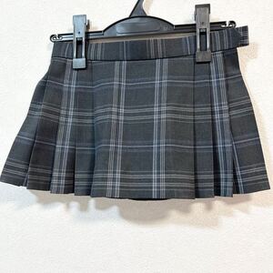 1円 〜 制服 グレー・青・水色 チェック柄 マイクロミニスカート W61.5 丈26 冬用