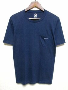 ★美品★Marmot マーモット 半袖 ポケット Tシャツ サイズM★ネイビー 紺 ポケT ロゴ刺繍 アウトドア キャンプ トップス 日本製 デサント