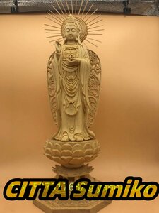 極上品 観世音菩薩 精密彫刻 仏教美術 仏師で仕上げ品 木彫仏像 観音菩薩