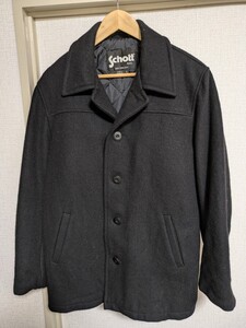 Schott ウールコート　 アウター 黒　古着　カナダ製　表記S 大き目 M〜L相当　ショット　ミリタリー　バイク　アメカジ