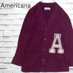 Americana ウール　ニットカーディガン　ワンポイントロゴ　ゆったり