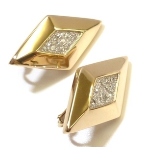 【K18】ダイヤモンド 0.4ct イヤリング イエローゴールド 18金 スクエア 菱形 ダイヤ 新品仕上済 Yellow Gold earrings◇J