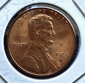 美品！★【銅貨】アメリカ合衆国 1983年・1セント銅貨(D)★ペニー
