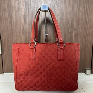 グッチ GUCCI トートバッグ ハンドバッグ GGキャンバス レザー 赤