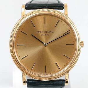 PATEK PHILIPPE　3744J　CALATRAVA　K18YG　パテックフィリップ　カラトラバ　クオーツ　腕時計　レザー　尾錠K18YG