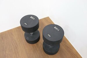 J8688◆BULL/ブル◆ラバーダンベル◆ペア◆Zaoba/ザオバ◆32kg×2◆現状品◆ウエイト◆トレーニング◆TPU