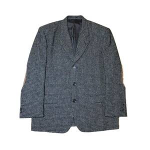 COMME des GARONS homme 田中オム テーラードジャケット ウールギャバ チェック柄 コムデギャルソン エルボーパッチ 牛革 80s Lサイズ