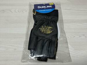 B ■■ 新品　サンライン　スペシャリスト防風グローブ (5本)　SUG-199　LLサイズ【ブラック×獅子ゴールド】SUNLINE ■■ D1.08