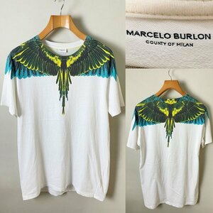 【送料無料 国内正規品 本物】ポルトガル製 MARCELO BURLON マルセロバーロン イーストランドタグ付き フェザー Tシャツ S ホワイト系