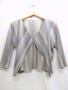 PLEATS PLEASE プリーツプリーズ プリーツ総柄カーディガン ?衫　Cardigan 4 PP33-JO655 ポリエステル100% ISSEY MIYAKE イッセイミヤケ