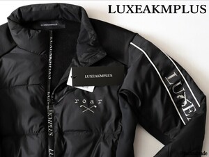 LEON掲載★LUXEAKMPLUS リュクスエイケイエムプラス★roarコラボ スリーブロゴ中綿ブルゾン★L【 lao-23047r】ブラック黒★LUXE AKM