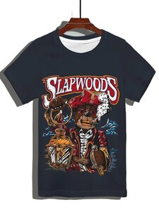 サイズ　XXXL　ブラック生地　SLAPWOODS　デザイン　メンズ　半袖　Tシャツ　黒　大きいサイズ　