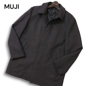 上質★ MUJI 無印良品 秋冬 メルトン ウール★ ステンカラー コート ジャケット Sz.M　メンズ グレー ビジカジ　C4T10684_B#N