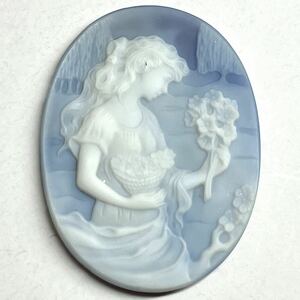 ★ストーンカメオ5.5g/27.5ct ★ j 約39.9×29.9mm 裸石 ジュエリー jewelry stone cameo 貴婦人 ブローチ 彫刻