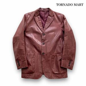 【TORNADO MART】(TLE-1524)トルネードマート 牛革レザージャケット テーラードジャケット 本革 本切羽 オールレザー ワインボルドー 