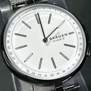 美品 SKAGEN スカーゲン SKT1400 ハイブリットスマートウォッチ 腕時計 クオーツ アナログ ホワイト文字盤 モバイルリンク 新品電池交換済