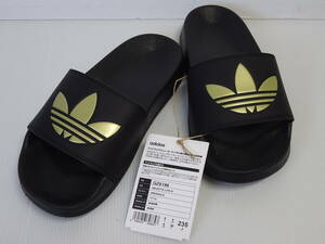 未使用 adidas アディダス ADILETTE LITE W アディレッタライト GZ6196 ブラック ゴールド 23.5cm シャワーサンダル スリッパ 上履き