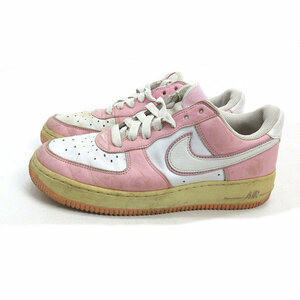 y■【25cm】ナイキ/NIKEエアフォースワンAIR FORCE1 LOWレザースニーカー■白/ピンクLADIES/F53【中古】