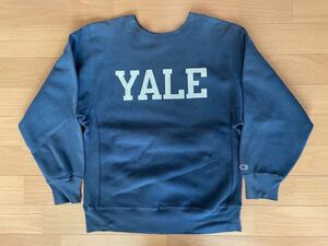 売り切り 90s YALE チャンピオン リバースウィーブ Champion reverseweave USA製 Lサイズ スウェット 刺繍タグ イエール 美品 ネイビー 紺