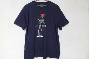 BEAMS T/ビームス/半袖Tシャツ/フロンプリント/バラ一輪/GOOD LIFE/シンプル/カジュアル/紺/ネイビー/Lサイズ(7/19R)