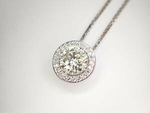 美品 Pt850×Pt950 大粒！ダイヤ1.226ct(M-SI2-GOOD) 他ダイヤ計0.11ct デザイン ネックレス アジャスター付きチェーン