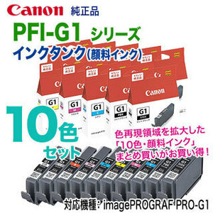 【純正品 10色セット】 Canon／キヤノン PFI-G1 シリーズ インクタンク （顔料インク） 新品 （PRO-G1 対応）