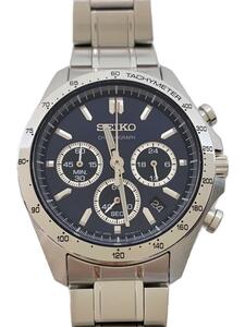 SEIKO◆クォーツ腕時計/アナログ/シルバー/ネイビー/8T63-00D0/クロノグラフ