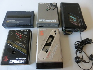 SONYソニー 古いウォークマン5個 WALKMAN WM-2 WM-150 WM-F202 WM-101 WM-F501 ジャンク