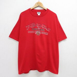 XL/古着 リー Lee 半袖 ビンテージ Tシャツ メンズ 00s メリーランドテラピンズ 大きいサイズ コットン クルーネック 赤 レ