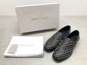 JIMMY CHOO(ジミーチュウ) THAME スタースタッズ ローファー スリッポン BLACK / GOLD MIX ブラック サイズ42 約27.0cm 【B0427-007】