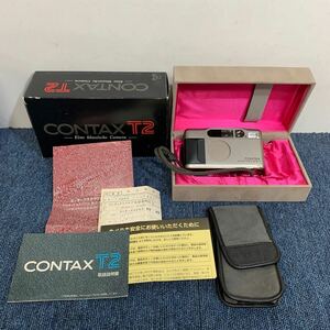 1円 簡易動作確認済み CONTAX T2 Carl Zeiss Sonnar 2.8/38 T* コンタックス コンパクトフィルムカメラ 箱、ケース 付属品付 シルバー 現状