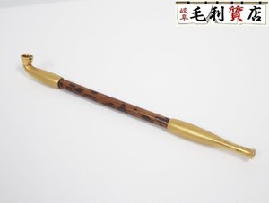 キセル 煙管 喫煙具 アンティーク K24 純金製 刻印あり 工芸品 骨董 パイプ 煙草 【中古】 総重量59.8g 古道具 現状品