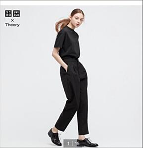 感動 タック イージー パンツ セットアップ 可能 L 黒 UNIQLO ユニクロ theory セオリー コットンライク 448573 MB まとめ げんじ Genji