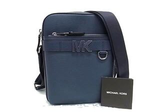 1円 ■新品■未使用■ MICHAEL KORS マイケルコース フライト レザー クロスボディ ショルダーバッグ 斜め掛けかばん ネイビー系 FJ3345