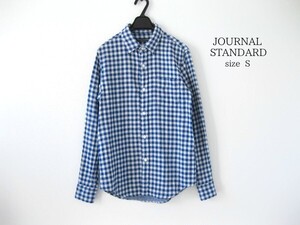 ☆ジャーナルスタンダード☆長袖シャツ☆チェック柄☆Sサイズ☆コットン☆WHITE×NAVY☆JOURNAL STANDARD