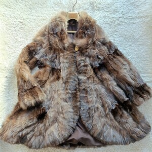 裾幅2m! 極フレア! 使用感少 ロシアンセーブル リアルファー コート LL位 ロングコート 毛皮 ブラウン Aライン SABLE FUR 