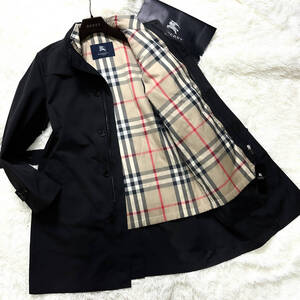 極美品2wayライナー!BURBERRY LONDONナポレオンコートXL.LL~Lマリントレンチコート比翼黒ブラックメガノバチェック柄バーバリーロンドン