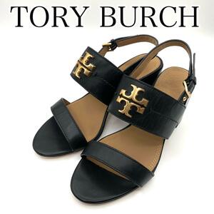 極美品　TORY BURCH トリーバーチ　サンダル　ブラック　ゴールドロゴ　24.5㎝