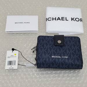 新品 マイケルコース MICHAEL KORS HUDSON キージップ ブルー MKシグネチャー 財布 ポーチ キーケース