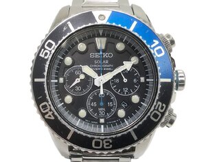 SEIKO セイコー メンズ 腕時計 V175-0AD0 プロスペックス ソーラーダイバーズ クロノグラフ 200m SS 純正ベルト 稼動品