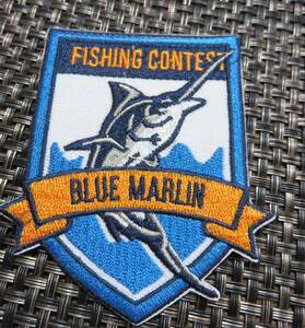 白青橙◎新品カジキ　フィッシング　FISHING CONTEST BLUE MARIN　刺繍ワッペン（パッチ）■アメリカ　US釣り　魚　コンテスト　大会　激渋