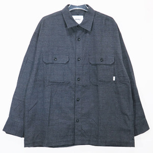 WTAPS ダブルタップス 23AW DECK 01/LS/ COTTON.TWILL.TEXTILE デック ロングスリーブ シャツ コットン ツイル テキスタイル ブラック Sepz